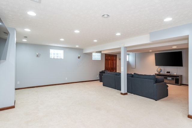9950 Stonemead Way, Dayton, OH 45458 - living room featuring light carpet and recessed lighting