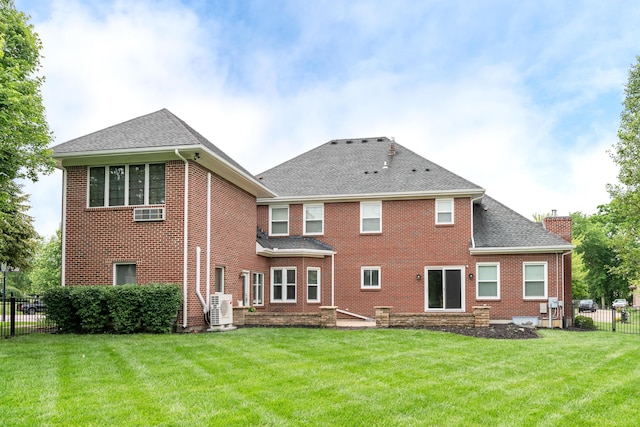 9950 Stonemead Way, Dayton, OH 45458 - back of property with a shingled roof, a chimney, and brick siding