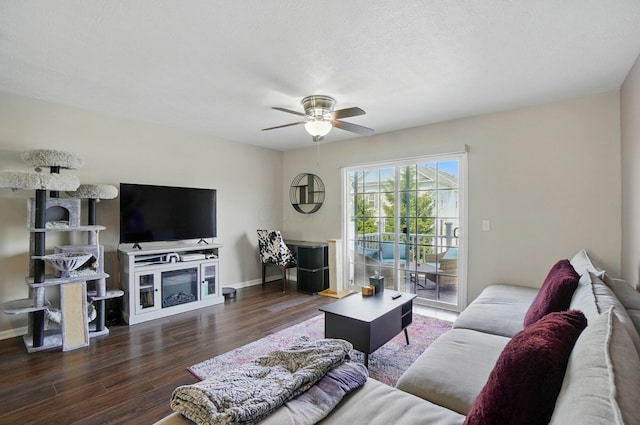 5346 Calypso Cascades Dr, Dublin, OH 43016 - living area featuring ceiling fan and wood finished floors