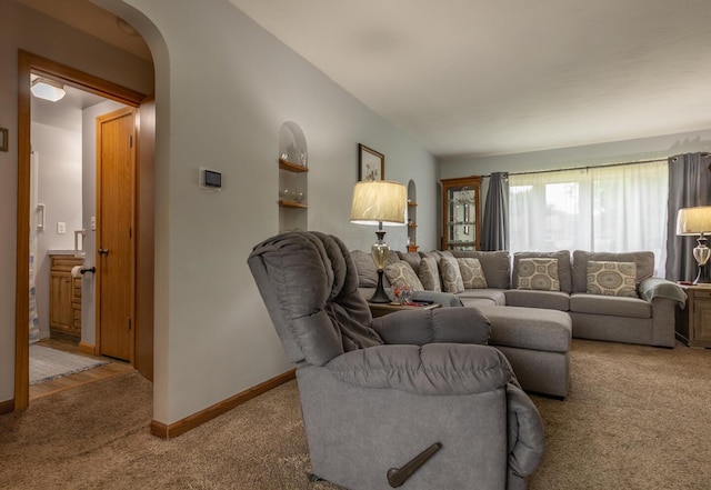 1845 N Columbus St, Lancaster, OH 43130 - living area featuring carpet floors and arched walkways