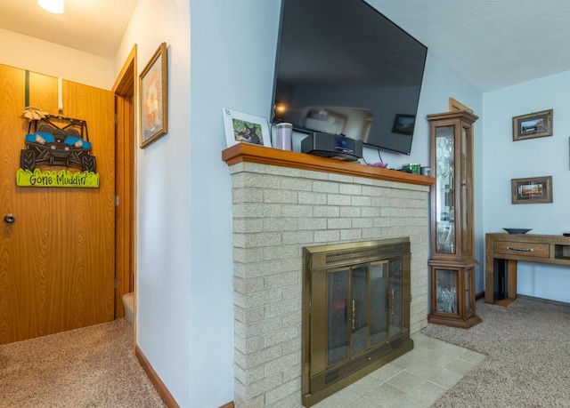 1845 N Columbus St, Lancaster, OH 43130 - detailed view of carpet and a brick fireplace