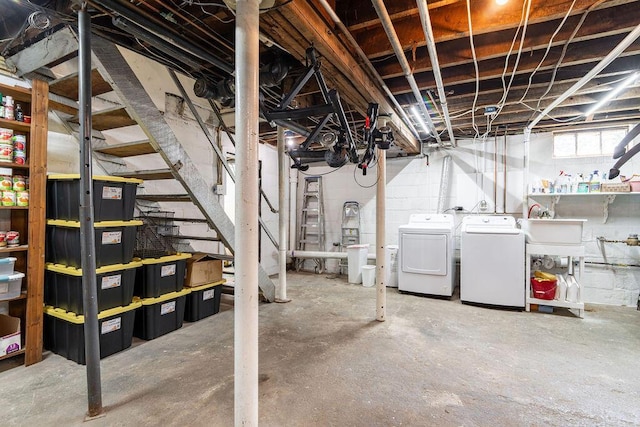 405 N Union St, Galion, OH 44833 - basement with separate washer and dryer and stairs