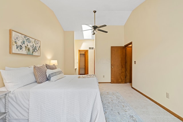 9 Intermeadows Way, Powell, OH 43065 - bedroom with light carpet, high vaulted ceiling, and ceiling fan