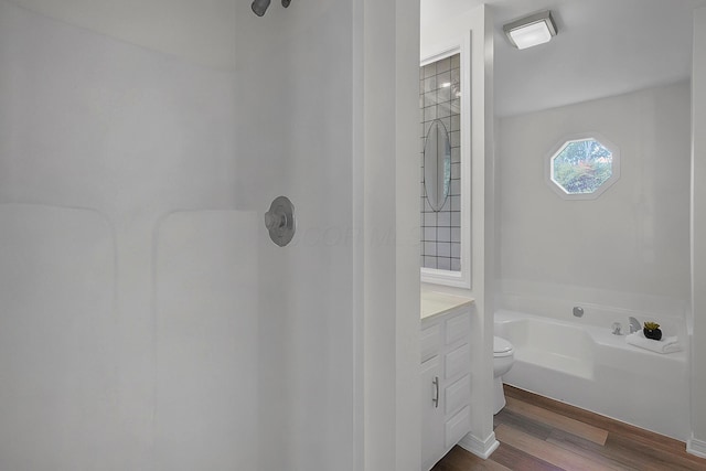 764 Towne Krier Ct, Newark, OH 43055 - bathroom with wood finished floors, a shower, a garden tub, and vanity