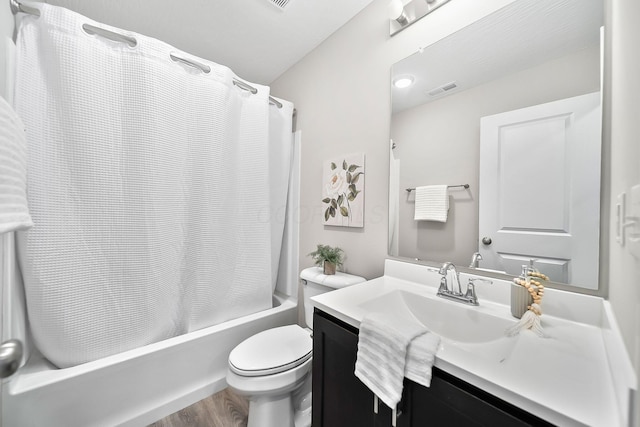 1364 Robinof Dr, Grove City, OH 43123 - bathroom with vanity, shower / bath combo, and wood finished floors