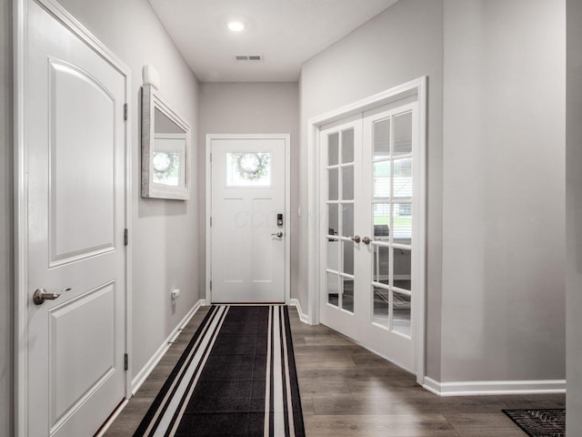 326 Mannaseh Dr W, Granville, OH 43023 - doorway to outside featuring french doors, plenty of natural light, and dark wood-type flooring