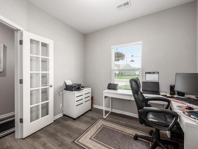 326 Mannaseh Dr W, Granville, OH 43023 - office area featuring dark wood finished floors and baseboards
