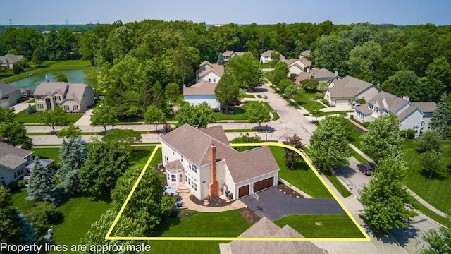 5866 Morganwood Sq, Hilliard, OH 43026 - aerial perspective of suburban area featuring a large body of water and property parcel outlined