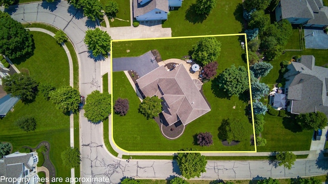 5866 Morganwood Sq, Hilliard, OH 43026 - aerial perspective of suburban area featuring property boundaries highlighted