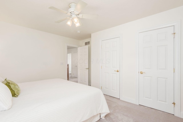 5866 Morganwood Sq, Hilliard, OH 43026 - bedroom featuring light carpet and ceiling fan