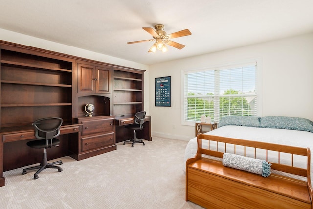 5866 Morganwood Sq, Hilliard, OH 43026 - bedroom featuring an office area, light colored carpet, and ceiling fan