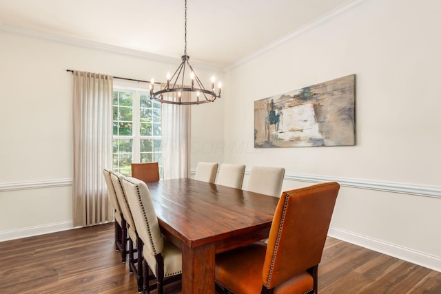 5866 Morganwood Sq, Hilliard, OH 43026 - dining room featuring a chandelier, dark wood-style floors, and crown molding