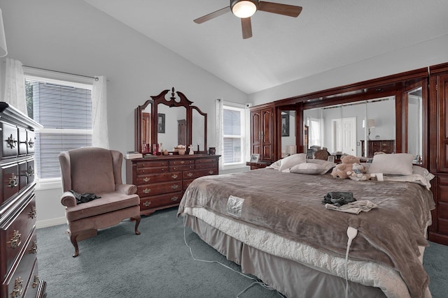 5405 Boucher Dr, Orient, OH 43146 - carpeted bedroom featuring vaulted ceiling and a ceiling fan