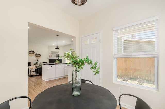 605 Frebis Ave, Columbus, OH 43206 - dining room featuring light wood-style flooring and recessed lighting
