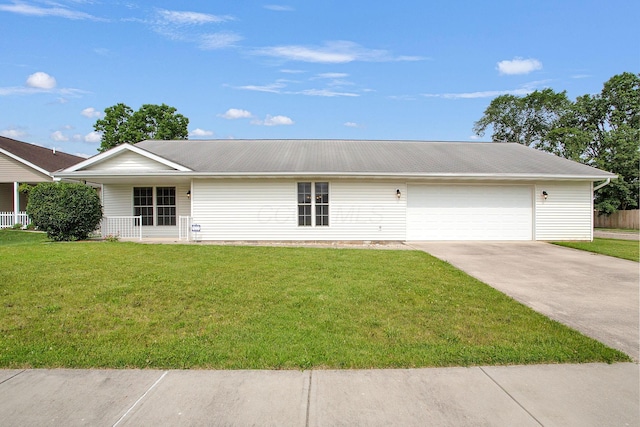 159 Hathaway Rd, West Jefferson, OH 43162 - single story home with concrete driveway, an attached garage, and a front lawn
