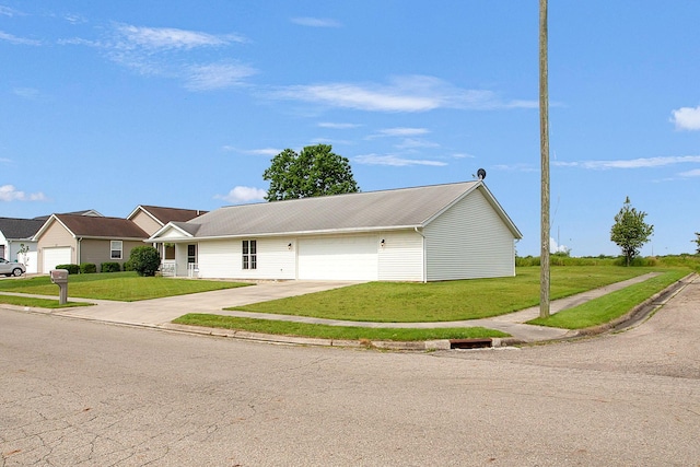 159 Hathaway Rd, West Jefferson, OH 43162 - ranch-style home featuring concrete driveway, a front yard, and a garage