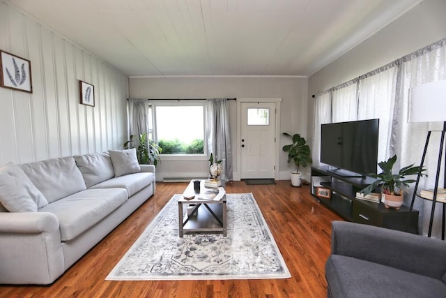 93 E 6th St, Fredericktown, OH 43019 - living room with wood finished floors and ornamental molding