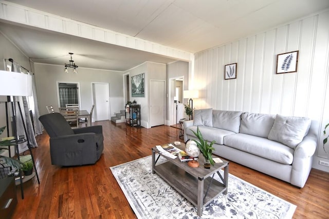 93 E 6th St, Fredericktown, OH 43019 - living area featuring wood finished floors and stairway