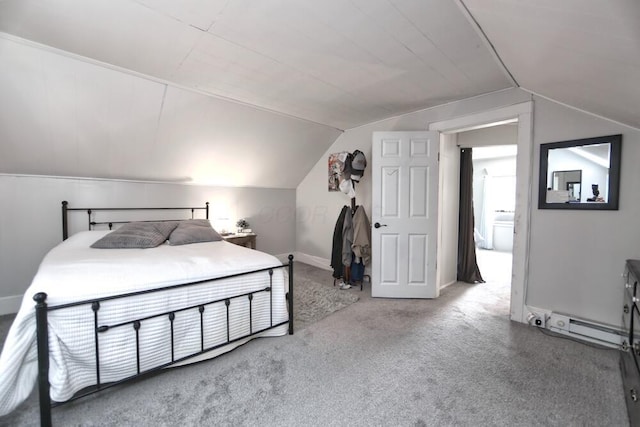 93 E 6th St, Fredericktown, OH 43019 - carpeted bedroom featuring vaulted ceiling and baseboards