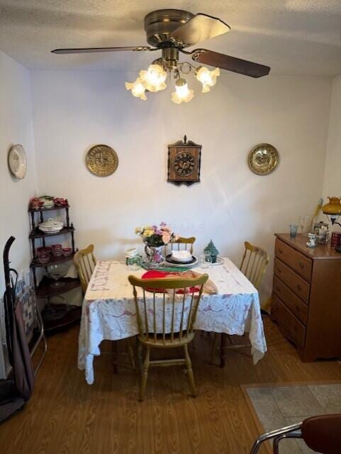 3841 Queen Anne Pl Unit A29, Grove City, OH 43123 - dining room featuring a ceiling fan, wood finished floors, and a textured ceiling