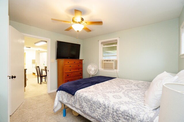 169 Myers Ave, Buckeye Lake, OH 43008 - bedroom featuring light colored carpet, cooling unit, and ceiling fan