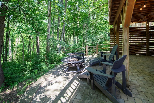 168 Thornapple Trl, Delaware, OH 43015 - view of patio with a fire pit