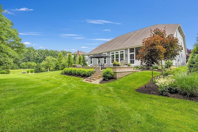 3017 Highland Woods Blvd, New Albany, OH 43054 - back of house featuring a gazebo, a lawn, and a sunroom