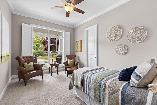 3017 Highland Woods Blvd, New Albany, OH 43054 - carpeted bedroom with ornamental molding and a ceiling fan