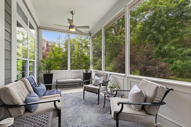 3017 Highland Woods Blvd, New Albany, OH 43054 - sunroom / solarium with a ceiling fan and outdoor lounge area