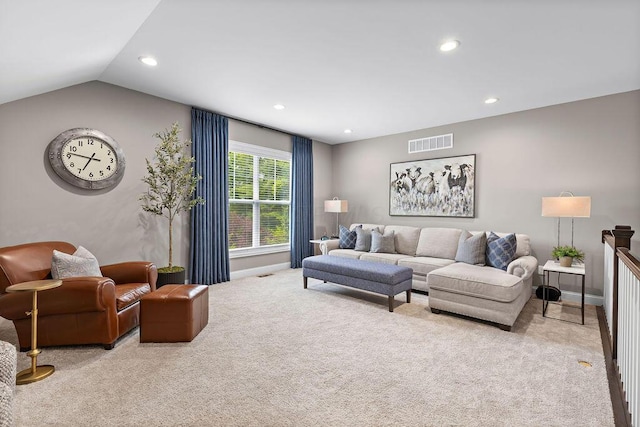 3017 Highland Woods Blvd, New Albany, OH 43054 - carpeted living area with recessed lighting and vaulted ceiling