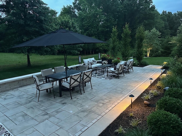3017 Highland Woods Blvd, New Albany, OH 43054 - view of patio / terrace with outdoor lounge area, outdoor dining space, and a view of trees
