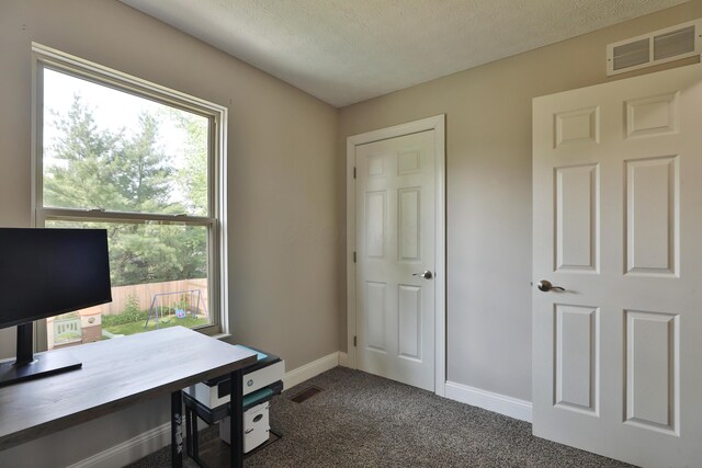 5983 Epernay Way, Galloway, OH 43119 - office with dark colored carpet, healthy amount of natural light, and a textured ceiling