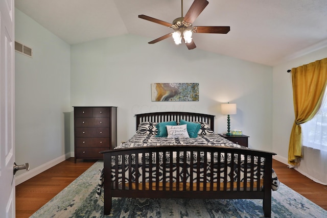 5983 Epernay Way, Galloway, OH 43119 - bedroom featuring vaulted ceiling, wood finished floors, and ceiling fan