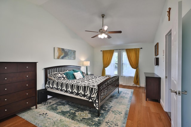 5983 Epernay Way, Galloway, OH 43119 - bedroom with vaulted ceiling, wood finished floors, and ceiling fan