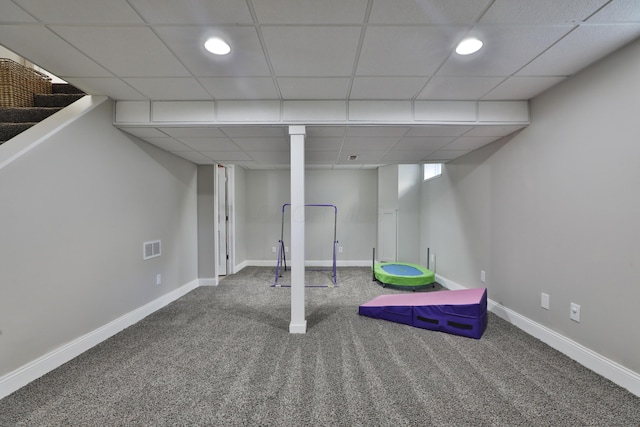 5983 Epernay Way, Galloway, OH 43119 - basement with carpet, a drop ceiling, and recessed lighting