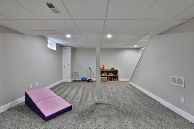 5983 Epernay Way, Galloway, OH 43119 - rec room featuring carpet floors, recessed lighting, and a drop ceiling