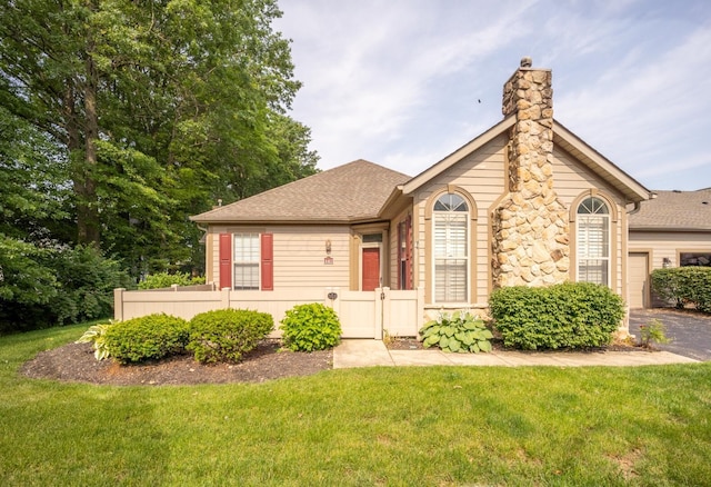 147 Shadymere Ln, Columbus, OH 43213 - view of front of property featuring a chimney, a garage, a gate, and a shingled roof