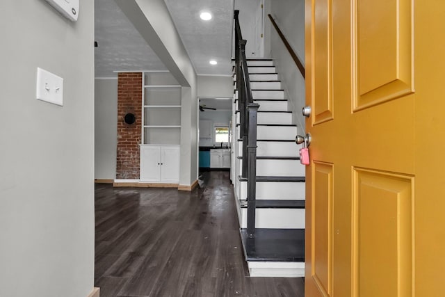 212 S Pickaway St, Circleville, OH 43113 - foyer with recessed lighting, dark wood-style flooring, and stairway