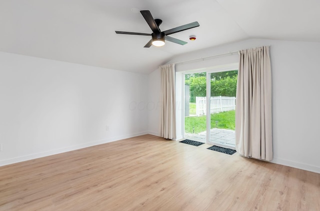 165 W Jersey St, Johnstown, OH 43031 - empty room with vaulted ceiling, wood finished floors, and ceiling fan