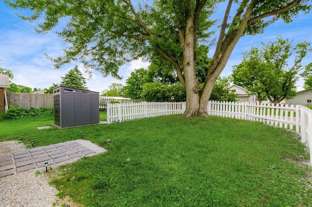 165 W Jersey St, Johnstown, OH 43031 - fenced backyard with a storage unit