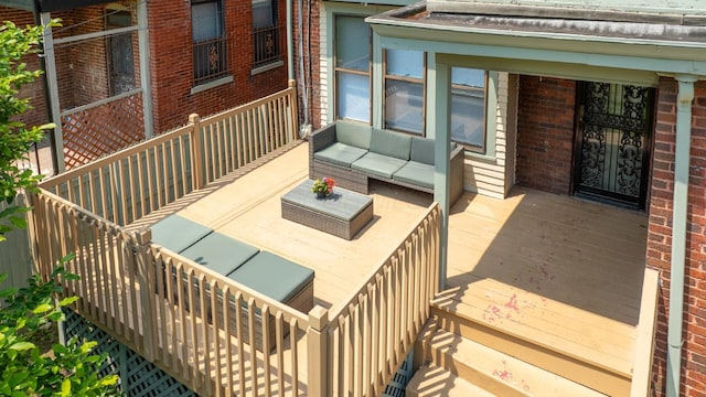 56 S Champion Ave, Columbus, OH 43205 - wooden deck with an outdoor hangout area