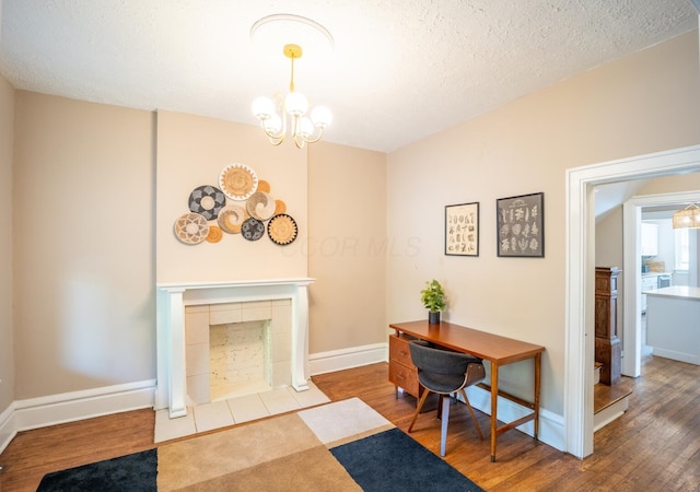 56 S Champion Ave, Columbus, OH 43205 - office with a chandelier, wood finished floors, and a textured ceiling