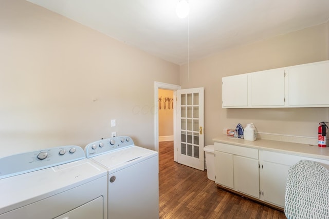 56 S Champion Ave, Columbus, OH 43205 - laundry room with cabinet space, independent washer and dryer, and dark wood-style floors
