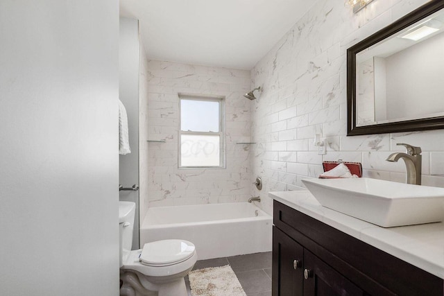 670-672 E Jenkins Ave, Columbus, OH 43207 - bathroom featuring vanity, bathtub / shower combination, tile patterned flooring, and tile walls