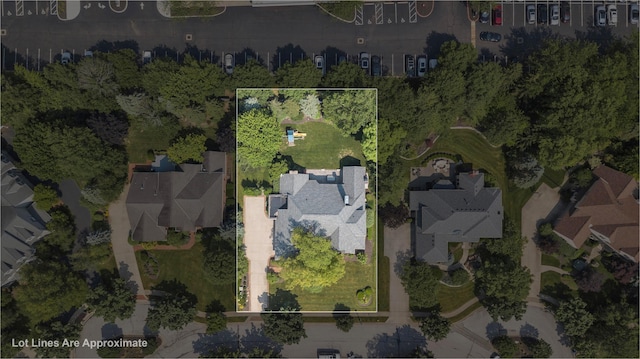 3917 Tarrington Ln, Columbus, OH 43220 - aerial perspective of suburban area featuring property boundaries highlighted