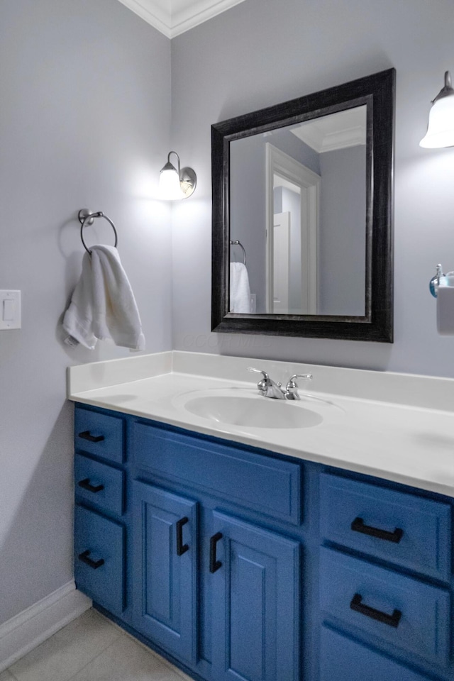 3917 Tarrington Ln, Columbus, OH 43220 - bathroom with vanity and ornamental molding