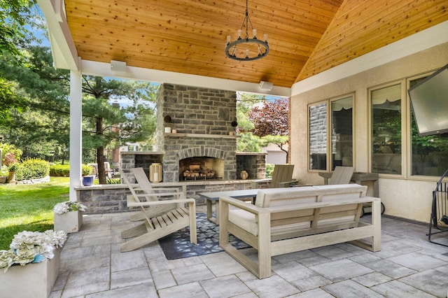 3917 Tarrington Ln, Columbus, OH 43220 - view of patio with an outdoor living space with a fireplace