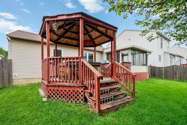 1344 Bluffton Ct, Columbus, OH 43228 - deck with a sunroom, a gazebo, and a fenced backyard