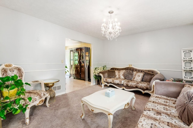 7484 Blue Fox Ln, Columbus, OH 43235 - living area featuring carpet floors and a chandelier