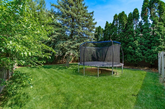 7484 Blue Fox Ln, Columbus, OH 43235 - fenced backyard featuring a trampoline